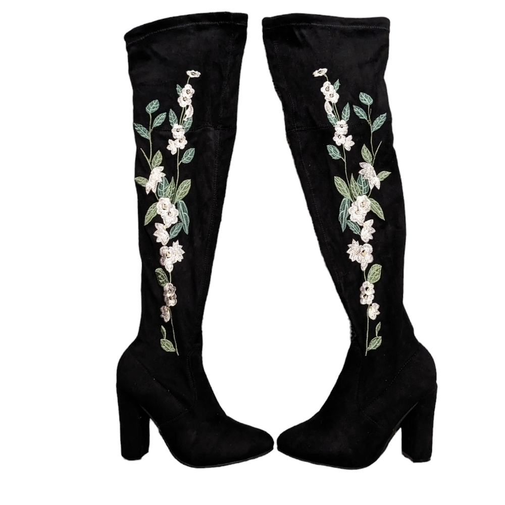 street wear society thigh embroidered high boots size 6